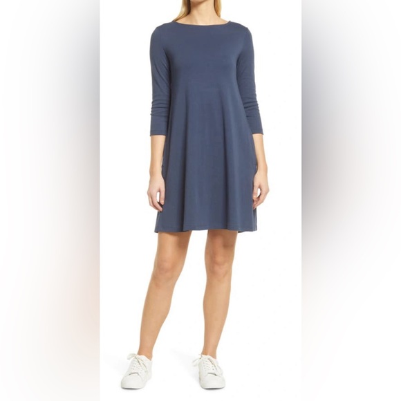 Caslon Navy Cotton Knit Swing Mini Dress Size XXS NWT - Picture 1 of 14